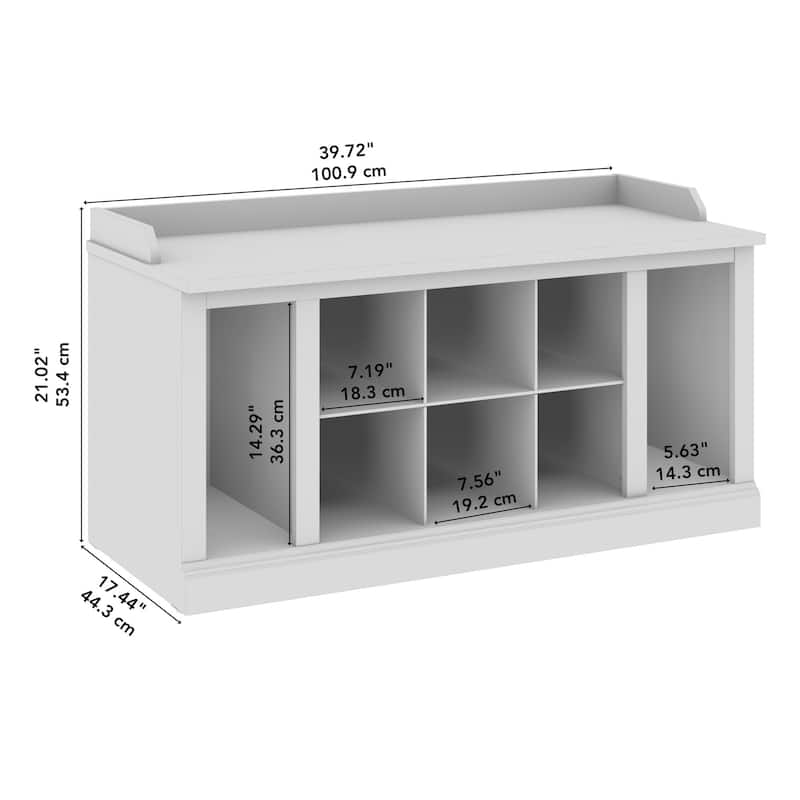 Woodland 40W Shoe Storage Bench with Shelves by Bush Furniture