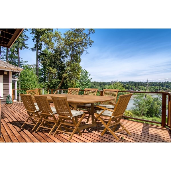 Seven Seas Teak Hawaii Teak Wood Oval Outdoor Patio Extension Table, 71 to 94 inch (Table Only). Opens flyout.