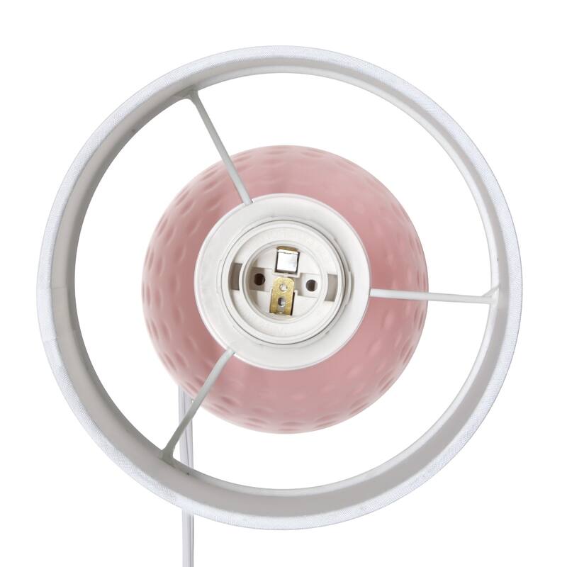 Petite Dimpled Ceramic Table Lamp with Tapered Shade - 12.5" - Pink