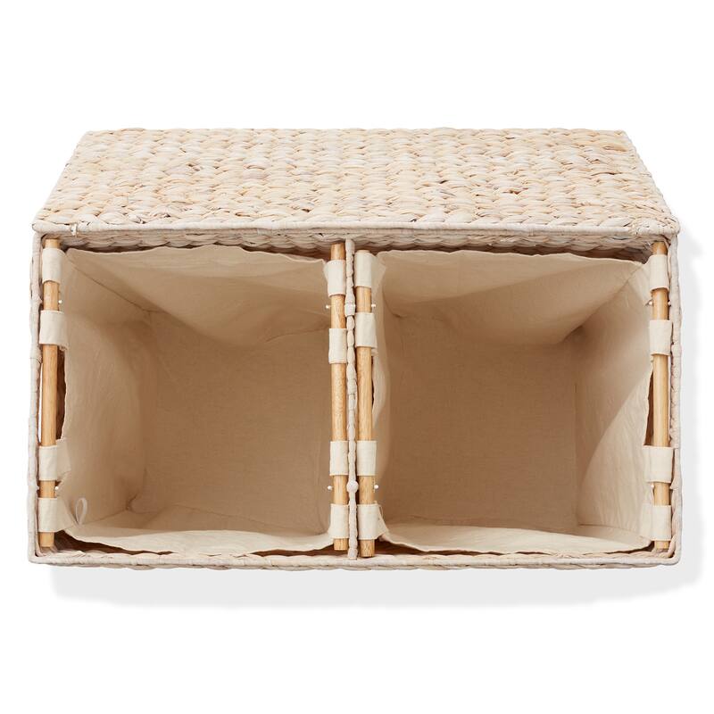 2Section Laundry Hamper Basket with Removable Liner Bags for Clothes