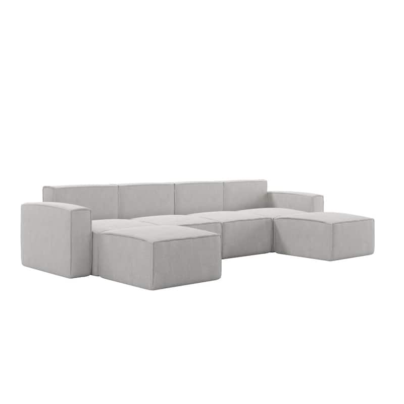 Contemporary 6 Piece Modular Sectional Sofa with 2 Ottomans