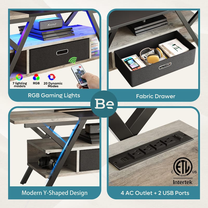 55 inch LED TV Stand for TVs up to 65 inch Media Console Entertainment Center with Drawer