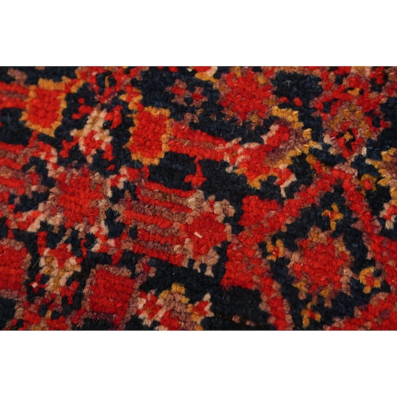 Hand Knotted Oriental 100% Wool Carpet Traditional Geometric Oranges & Rust Malayer Runner Rug - 12' 3'' X 3' 7''