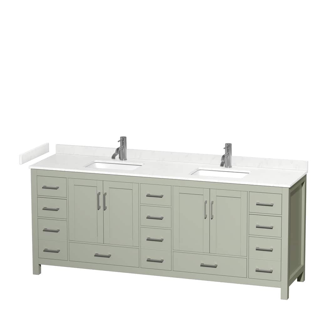 Sheffield Double Bathroom Vanity Set, Cultured Top, No Mirror