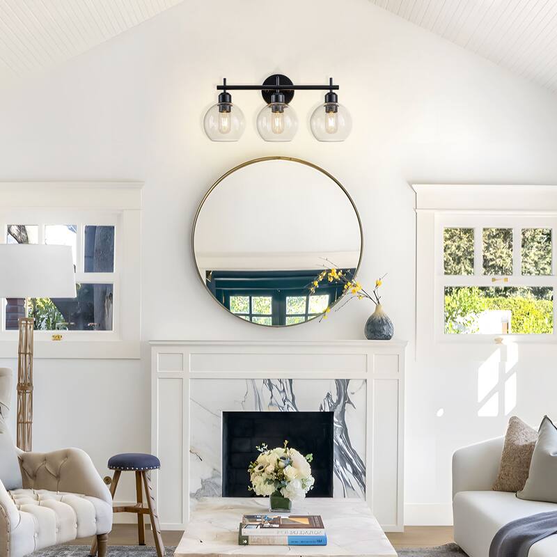 Starsky Modern 3-Light Dimmable Vanity Light with Seeded Glass Globes