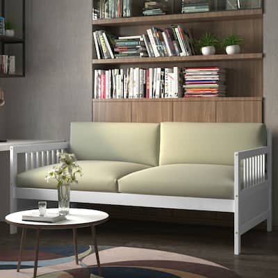 Gymax Twin Size Wooden Slats Daybed Frame Support Platform W/Rails