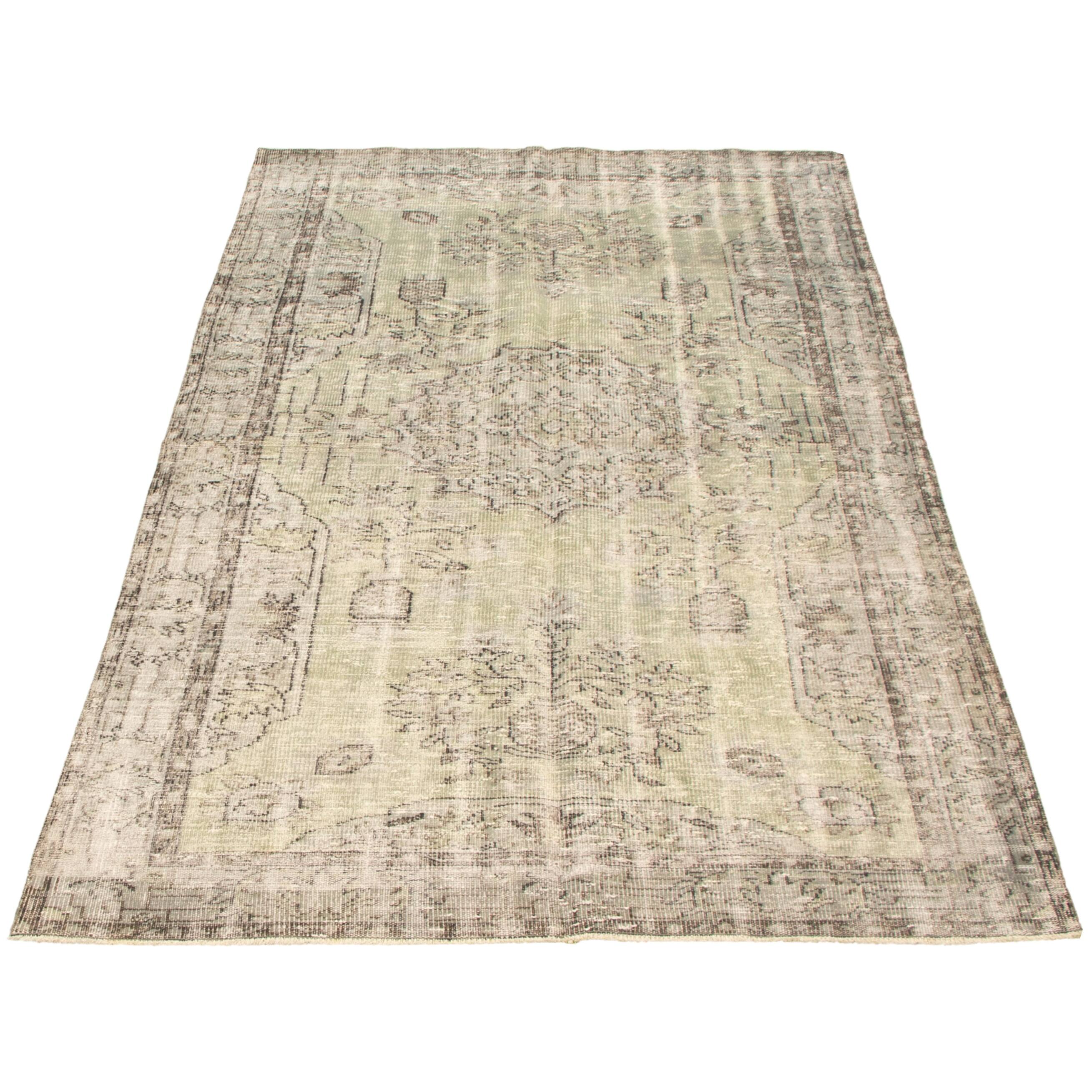 ECARPETGALLERY Handknotted Color Transition Grey, Green Wool Rug 5'7