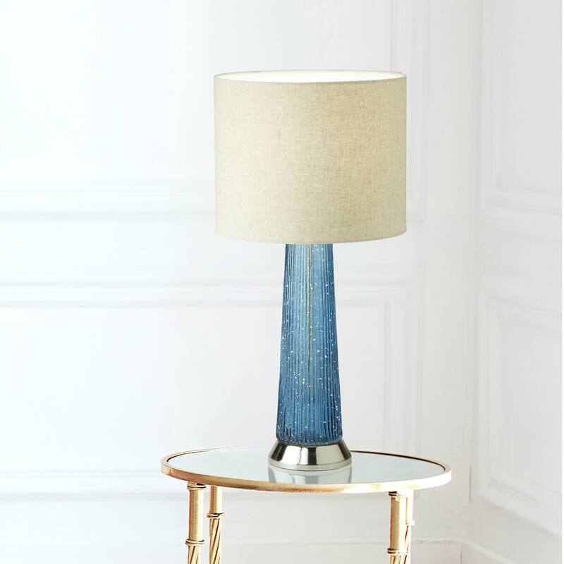 Felix River of Goods Blue and Beige Glass and Metal 22-Inch Table Lamp
