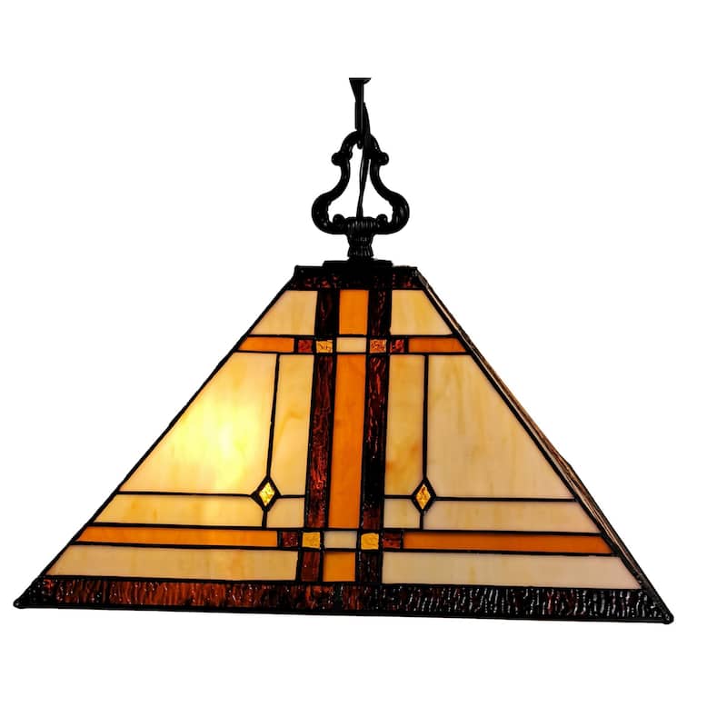 Tiffany Style Mission 2-light Hanging Lamp Amora Lighting