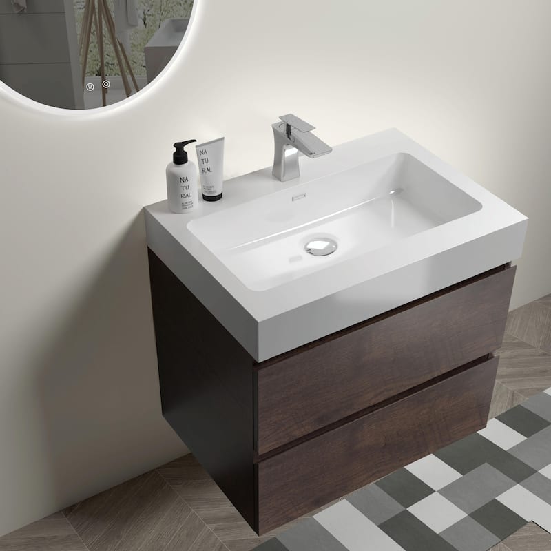 36"/30"/24" Floating Bathroom Vanity with Sink, Wall-Mounted Storage Cabinet