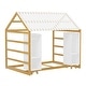 preview thumbnail 10 of 9, Modern Wooden Twin Size House Bed with Two Movable Wardrobes