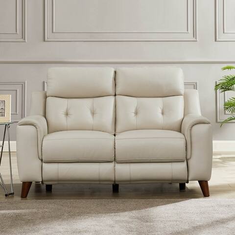 Hydeline Torino Zero Gravity Power Recline and Headrest Top Grain Leather Loveseat with USB Type A and C Ports