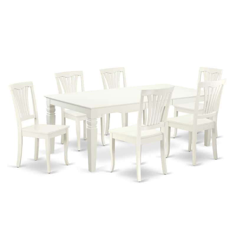 Asian Fusion Dining Set 7Pc Rectangular Table w/ Leaf & 6 Chairs - 66/84 Inch