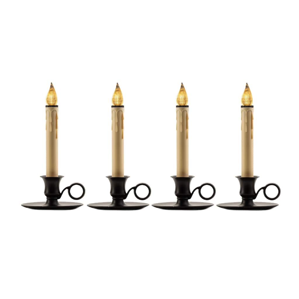Set of 4 Battery Operated LED Christmas Window Candle Lamps Sensor 9"
