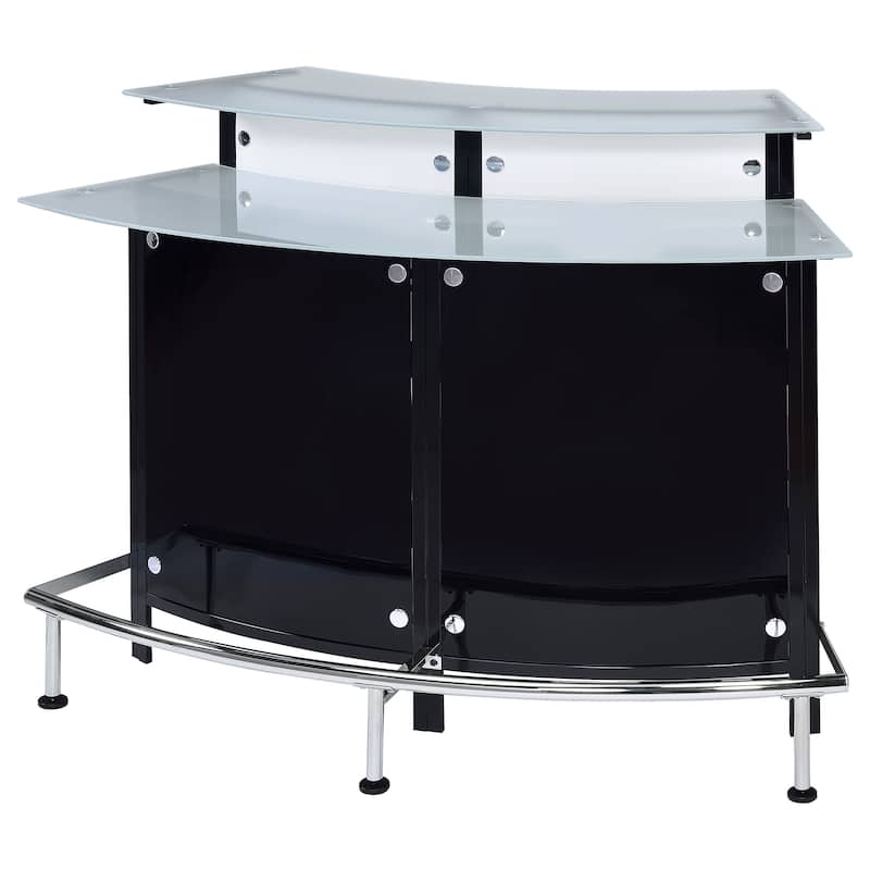 Keystone Black Curved Glass Top Home Bar Wine Cabinet