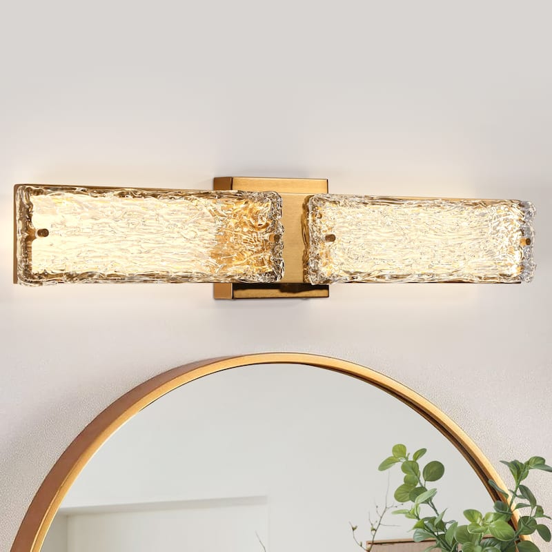 Modern Glam 1-Light LED Gold Wall Sconces Bathroom Vanity Lights - W 24.6" x H 4.7"
