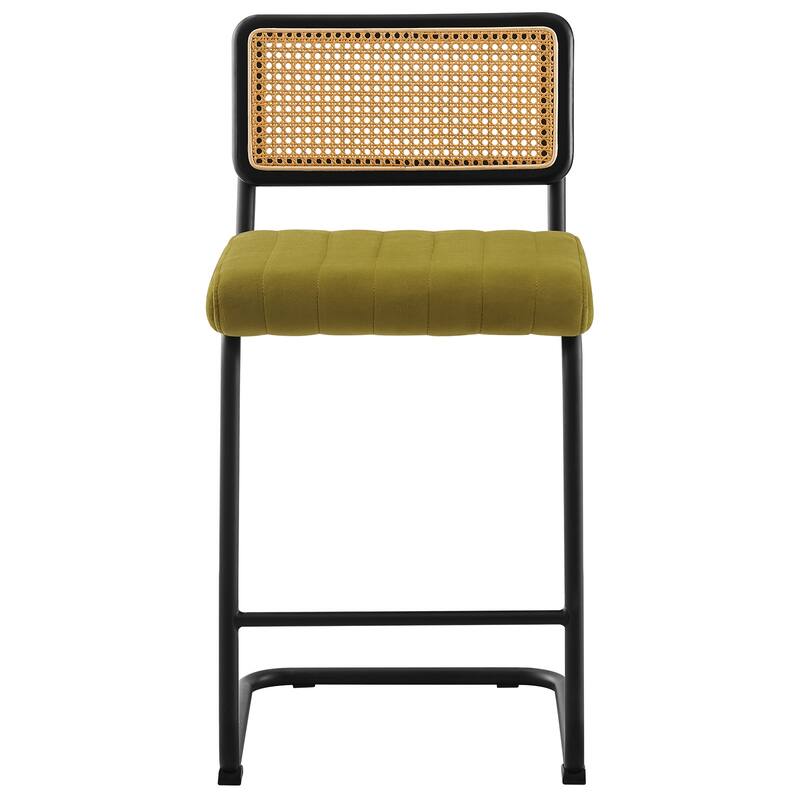 Velvet Upholstered Rattan Counter/Bar Stools, Set of 2/3