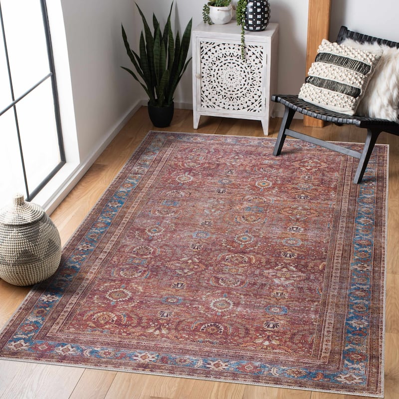 Hauteloom Georgia Machine Washable Persian Oriental Traditional Area Rug - 7'10" x 10'2" - Rust, Mustard, Orange, Off White, Red