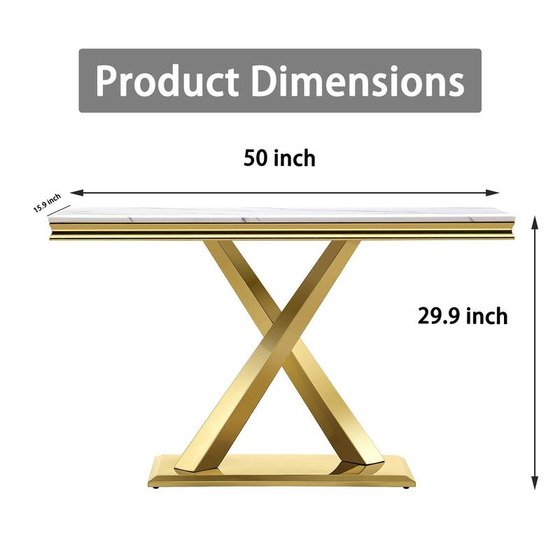 Sofa Entryway Table with X Base and High Gloss Top