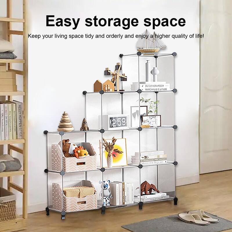 9 Cube Stackable Shoe Rack Organizer DIY Plastic Shoe Storage Cabinet for Closet & Entryway - N/A