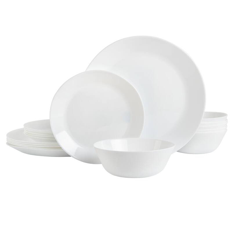 Gibson Home Ultra Round 18-Piece Dinnerware Set, Opal Glass