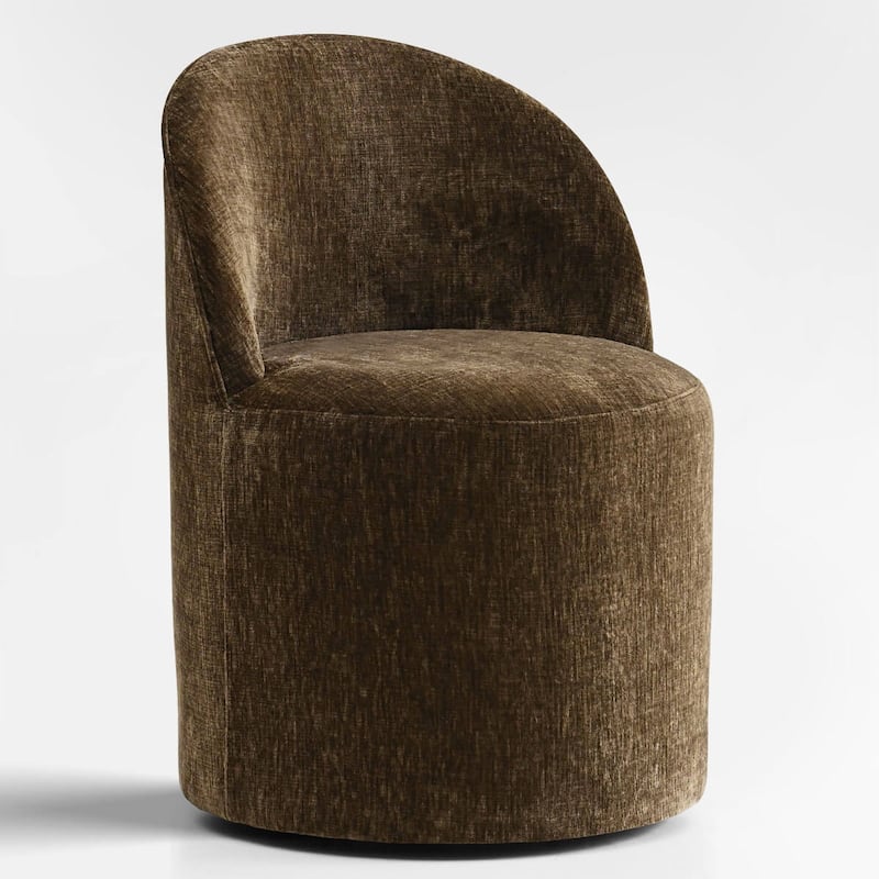 Chenille Rolling Upholstered Dining Chair with Castors (Set of 2)
