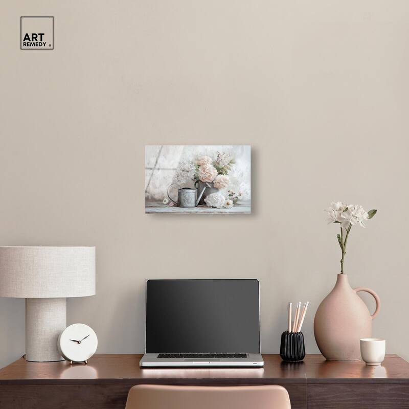 Can and White Blooms Acrylic by Art Remedy, Ready to Hang