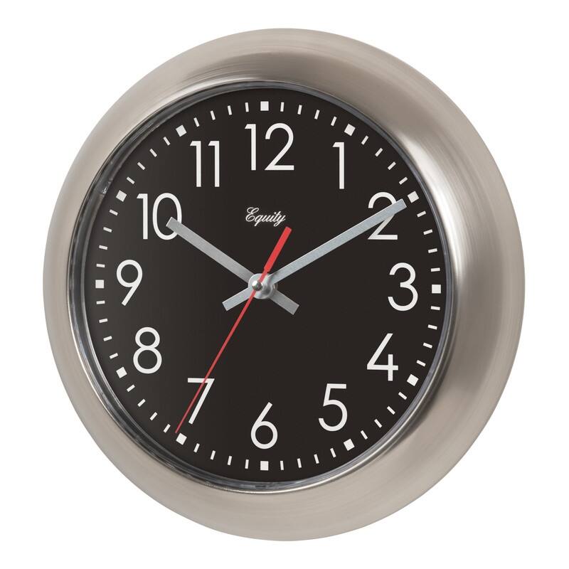 Equity by La Crosse 11In Owen Silent Quartz Clock with Titanium finish