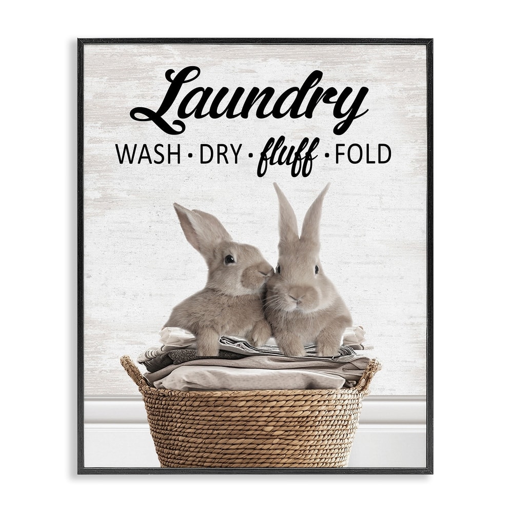 Stupell Bunnies & Laundry Basket Framed Giclee Art Design By Lettered and Lined