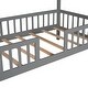 preview thumbnail 22 of 30, Twin Size House Bed with Fence, Semi-enclosed Play Platform Bed with Roof and Chimney Decoration, for Kids Bedroom