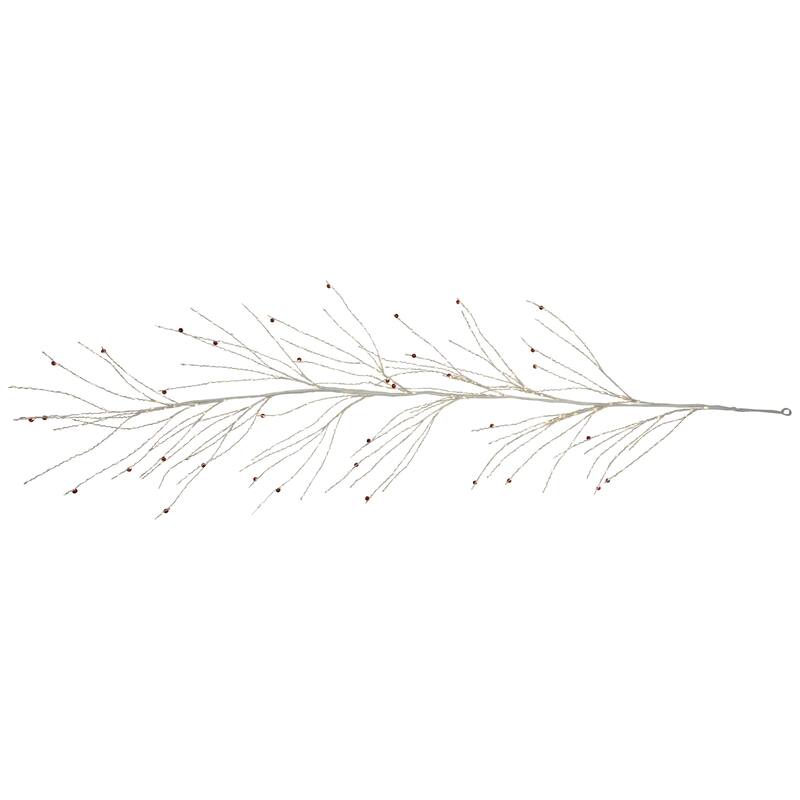 6' x 6" White Christmas Garland With Jingle Bells, Warm White Lights