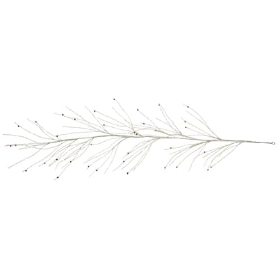 6' x 6" White Christmas Garland With Jingle Bells, Warm White Lights