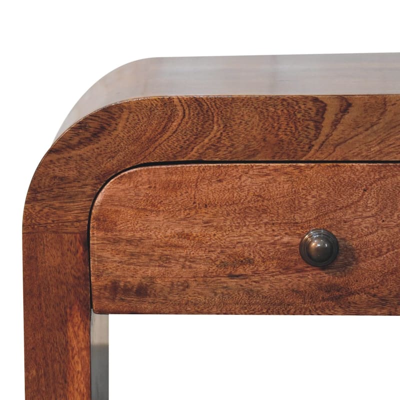 HomeRoots 16" Brown Solid Wood One Drawer Arched Nightstand