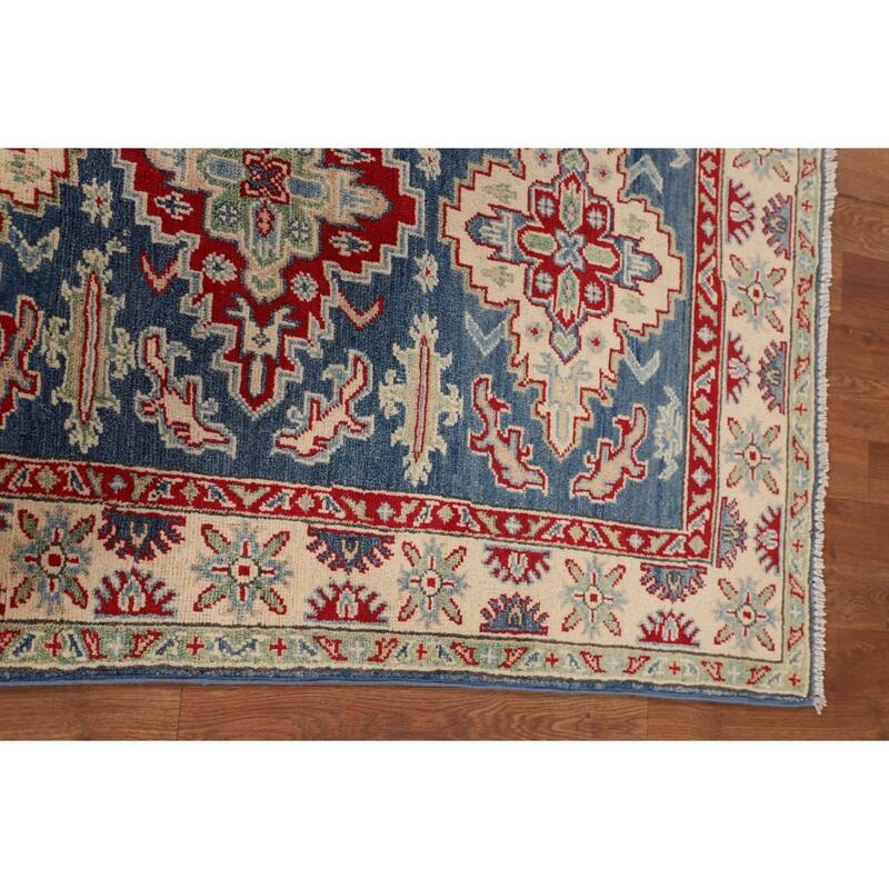 Blue Kazak Accent Rug Handmade Traditional Wool Carpet - 3'3" x 4'9"