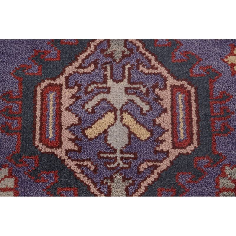 Geometric Oushak Oriental Foyer Rug Hand-Knotted Wool Carpet - 4'0" x 5'11"