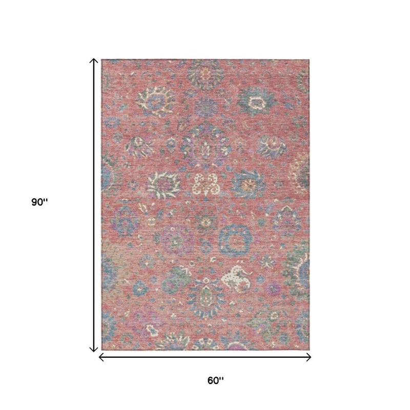 HomeRoots Floral Traditional Rectangle Outdoor Rug