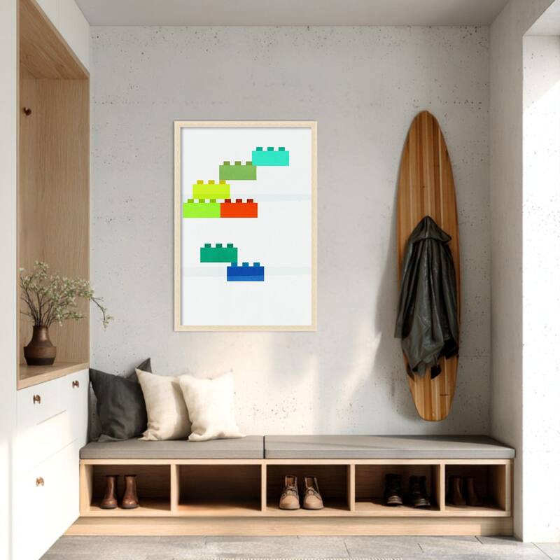 Amanti Art Framed Fabric Pinboard Stacking Blocks by PI Studio Printed Bulletin Board - Board Size 24 x 36