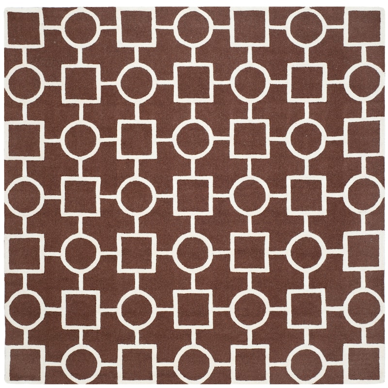 SAFAVIEH Handmade Cambridge Pietrix Modern Moroccan Wool Rug - 8' Square - Dark Brown/Ivory
