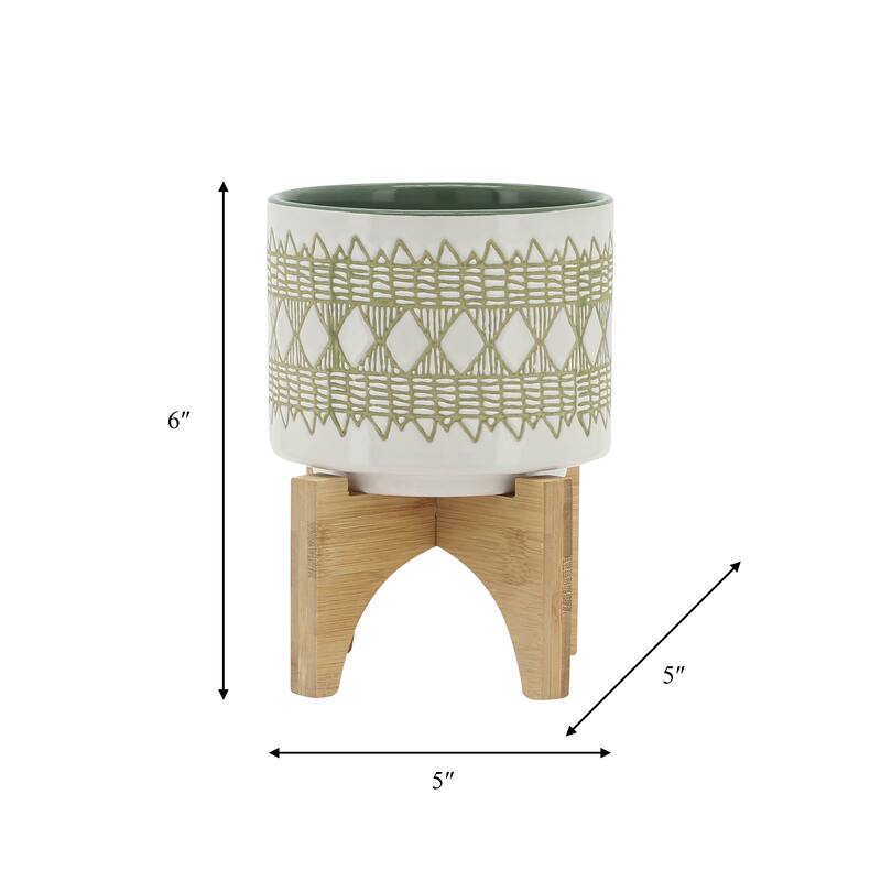 Sagebrook Home Abstract Ceramic Planter on Stand Indoor/Outdoor