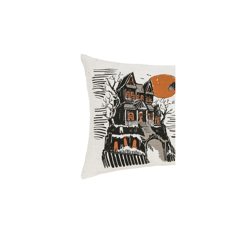 13" x 20" Haunted House Halloween Printed Throw Pillow