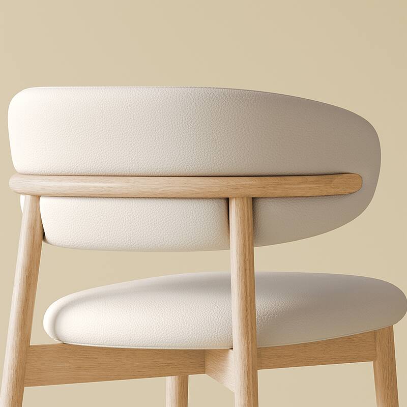 Mid-Century Wooden Dining Chairs Set of 2, PU Leather Upholstered Kitchen Chairs, Dining Room Chair with Curved Backrest