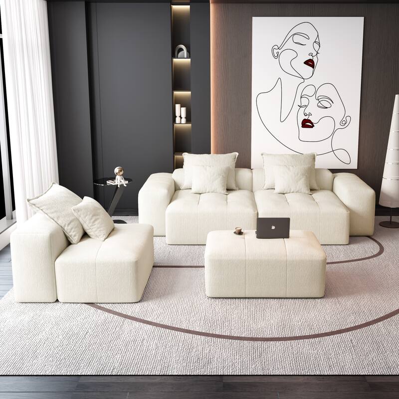 Modern Oversized Modular Sectional Sofa,with 6 Pillows,6 PCS DIY Combination Tufted Sofa