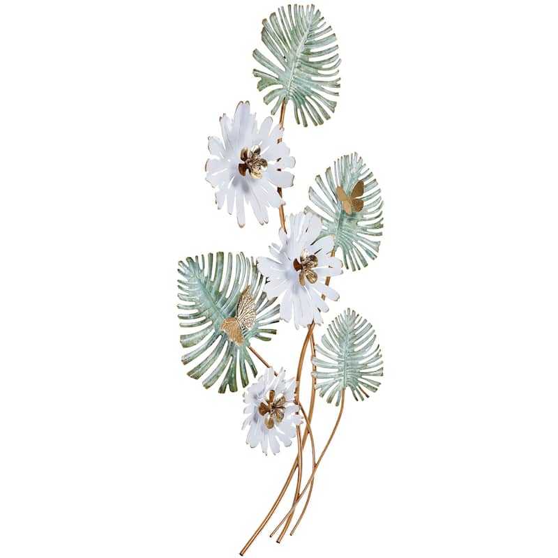 Daisy Bouquet Floral Wall Art Vertical 3D Metal Sculpture 36"x19"