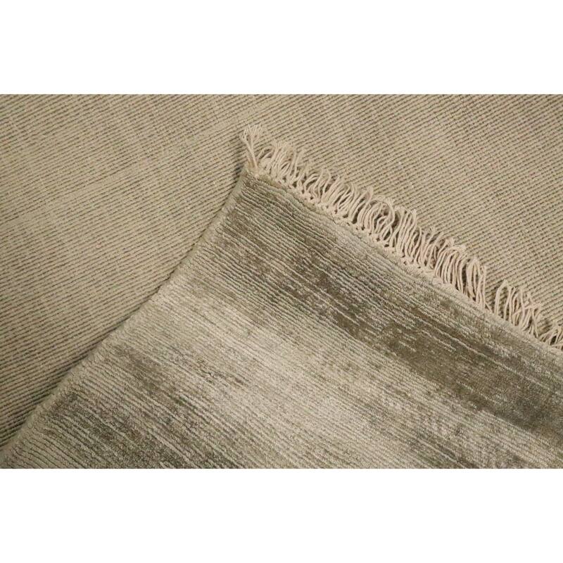 Hand Knotted Oriental Viscose Silk Carpet Modern Modern Green Abstract Area Rug - 11' 4'' X 8' 0''