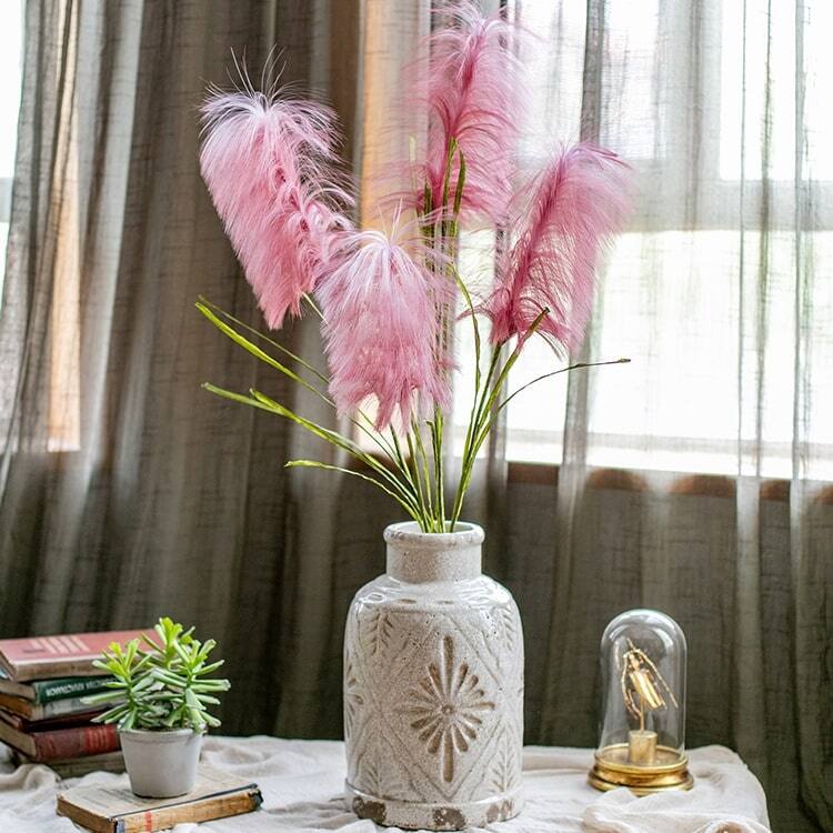 RusticReach Artificial Pink Reed Grass Stem 45" Tall