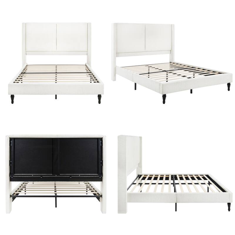 Queen Size Bed Frame with 55.5"High Back Upholstered Headboard