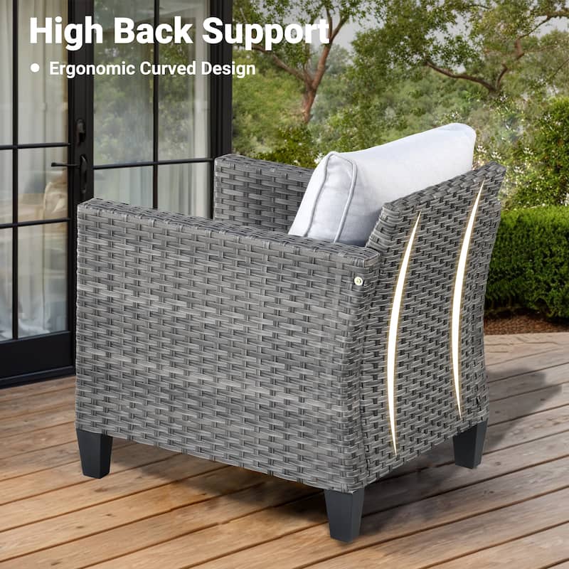 OVIOS 5-Piece Outdoor Wicker Patio Conversation Set