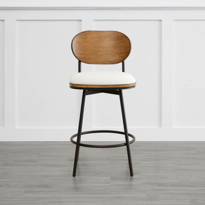 Spruce & Spring Megan Swivel Counter Bar Stool with Metal Legs