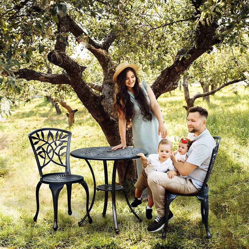 Demorian Cast Aluminum 25" Round Patio Dining Table Antique Bronze