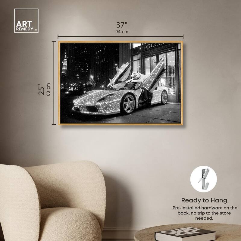 Glistening Tiger and Car Canvas by Art Remedy